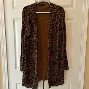 Sanctuary Leopard print long cardigan brown black XL